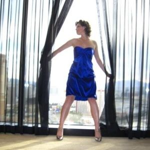 Nicolle Miller Collection blue silk strpless dress